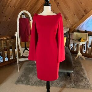 Karl Lagerfeld red cape dress